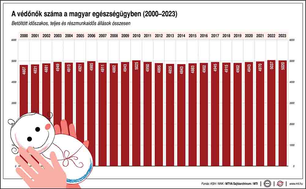 A védőnők számának alakulása a magyar egészségügyben 