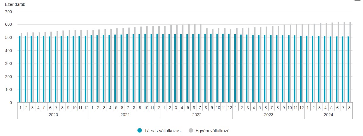 A vállalkozások száma gazdasági forma szerint - grafikon